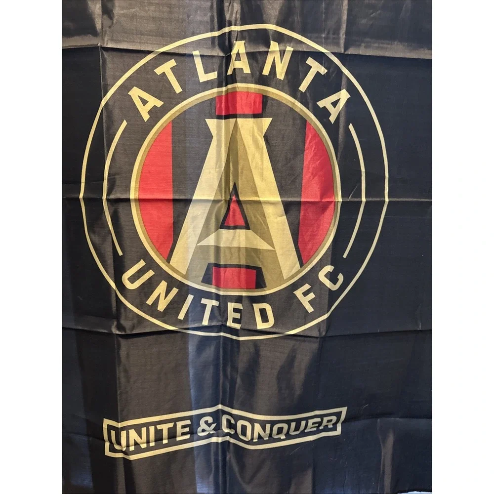 Atlanta United FC Flag Unite & Conquer MLS Soccer Banner Black Red‎ Five Stripes